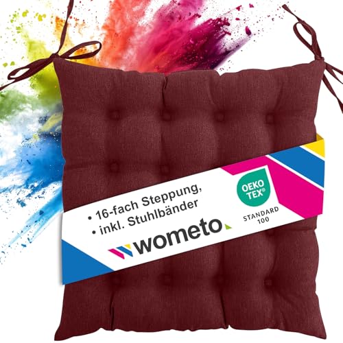 Sitzkissen Stuhl Weihnachten 26 wometo Sitzkissen Stuhl 40x40 Oeko-TEX - dunkelrot weinrot Sitzpolster...