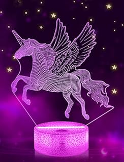 FULLOSUN Unicorn Gifts for Grils,3D Illusion Night Light Bedside Lamp wtih Remote Control 16 Colors Changing Dim Function, Creative Gifts for Room/Home Decor Birthday Xmas for Boys & Girls