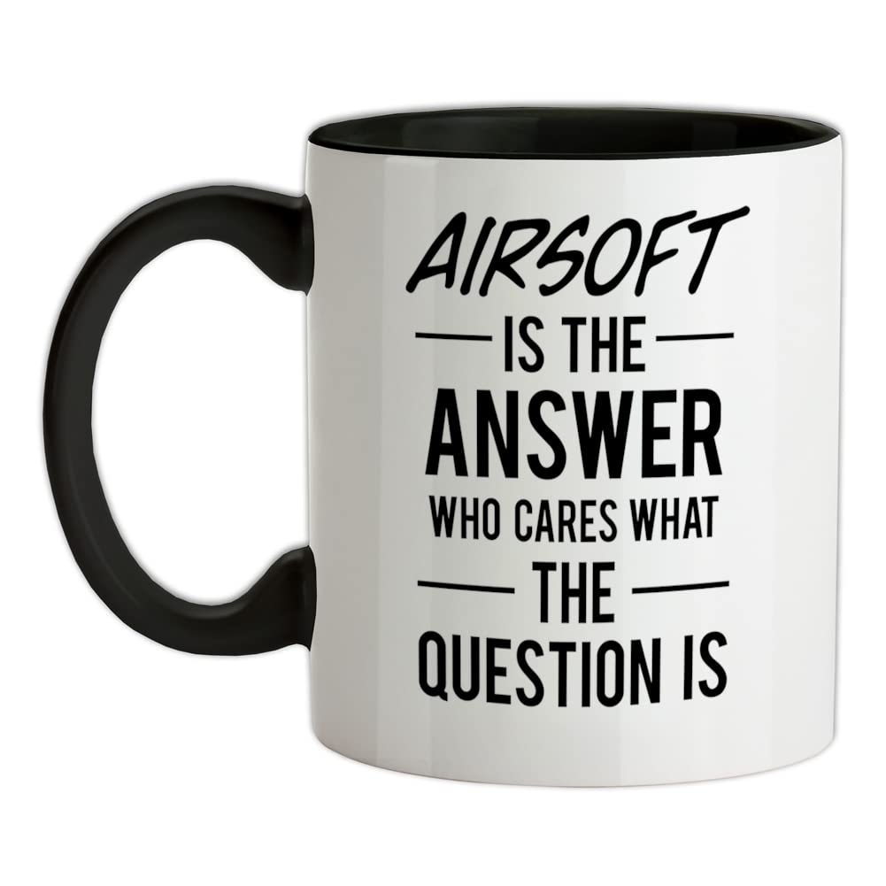 Airsoft is The Answer - 11oz - Ceramic Two-Tone Mug for Coffee/Tea - Black/White - One Size