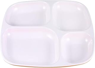 Hemoton Divided Plates 4 Compartments Plastic Divided Dinner Tray Rice Tray Tableware for Home Restaurant Dinner Yellow