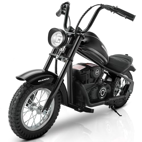 ELEMARA Electric Dirt Bike, 15 mph & 150lb Max, 24V Ride on Toy for Big Kids w/LED Lights & Power...
