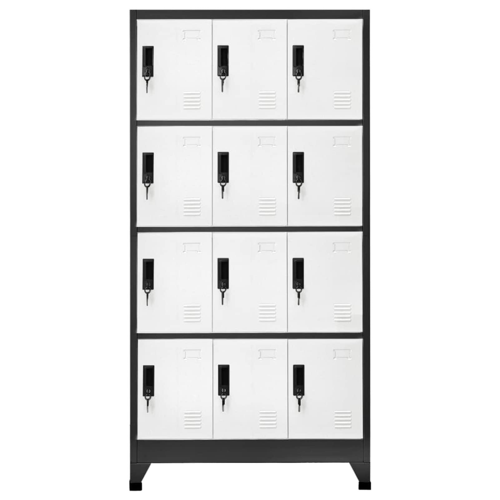 Armadietto a 12 cartoni, 90 x 45 x 180 cm, antracite e bianco, per ufficio, palestra, scuola, solut per ff e spogliatoi e unità di archiviazione sicura