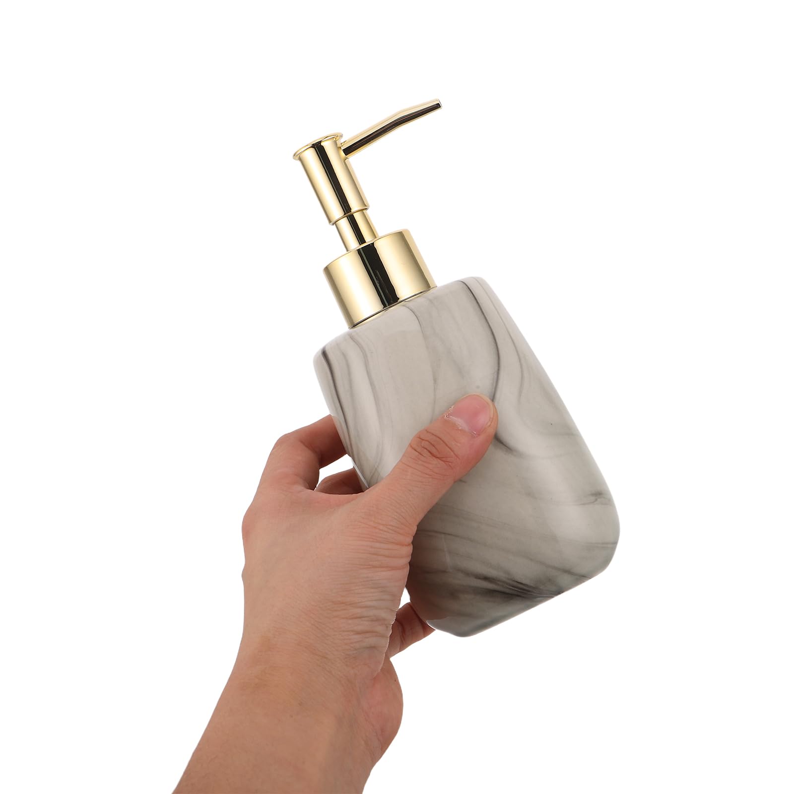 Didiseaon Dispensador de Jabón de Cerámica Estampado Mármol, Botella Cuadrada de 350 Ml para Baño y Cocina, Dispensador Líquido Recargable para Gel, Champú y Loción, Diseño Moderno