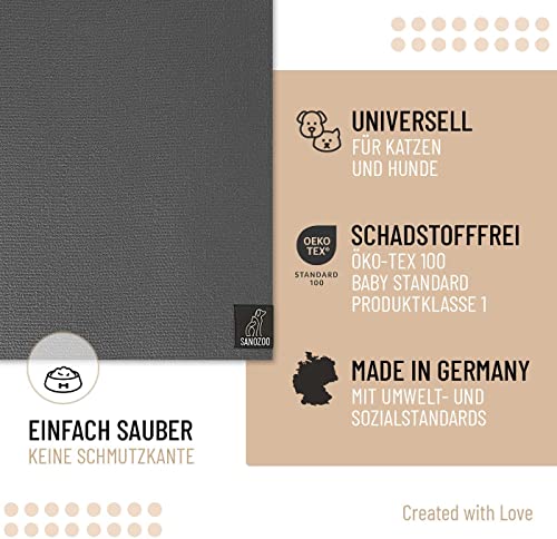 SanoZoo® Napfunterlage - Öko-TEX - Made in Germany - rutschfeste Futtermatte für Hunde & Katzen 80x80cm Grau, wasserfest