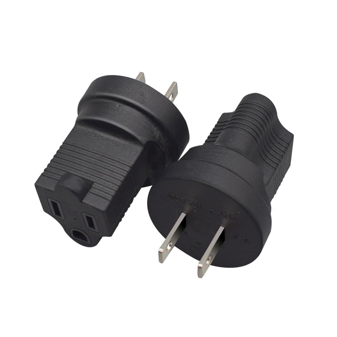 NEMA 1-15P a 5-15R Adaptador de corriente alterna, convertidor de corriente estándar americano de 2 pines a 3 agujeros, enchufe macho NEMA 1-15P a enchufe hembra 5-15R, 1-15P a 5-15R