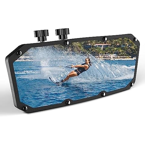 Esploratori Boat Rear View Mirror,Universal Marine Mirror Accessories and Lock Konb,Wide-angle Convex Boat Mirror Fit for Pontoon Boat Floating Bridge Boat Sports Crew Surfing Cover