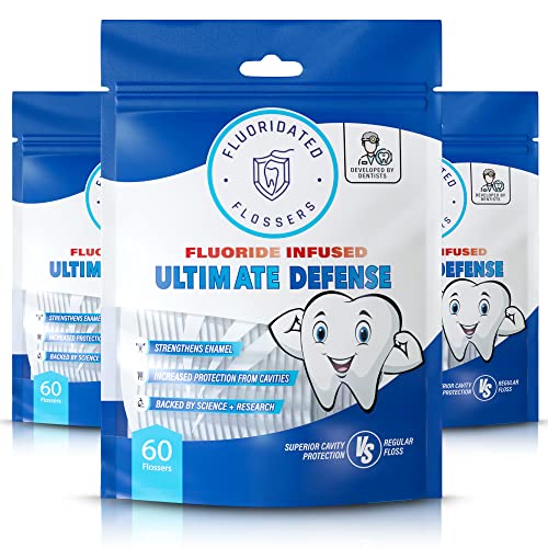 Fluoride Floss Picks - Enhanced Cavity Protection Unflavored Floss Picks. Shred Resistant Nylon Flossers 180 Count Dentist Designed and Backed By Science