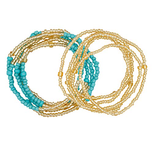 YarBar Waist Beads Damen Taille Perlen Körper Kette für Frauen Mädchen Bunte Afrikanische Perle Bauchkette Bikini Schmuck, 2 Stücke Cover
