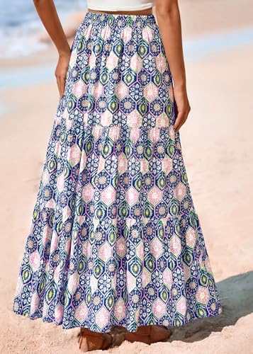Image of KIRUNDO Maxi Skirts for Women Summer Boho Floral Long Skirt