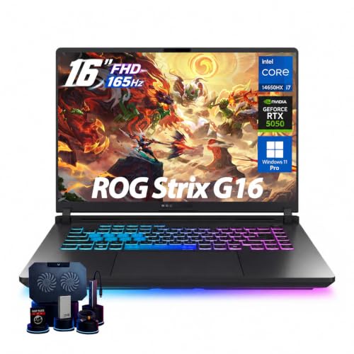 Image of ASUS ROG Strix G16 Gaming Laptop, 16 inch FHD+ 165Hz /3ms Display, NVIDIA GeForce RTX 5050 GPU, Intel Core i7-14650HX, 64GB DDR5, 4TB SSD, Wi-Fi7, ROG Intelligent Cooling, RGB Backlit KB, Windows 11 Pro