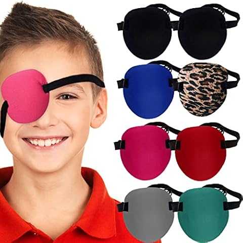 AUXHCYL 8 Pack Eye Patches for Adults and Kids, Medical Eye Patch with Adjustable Buckle to Treat Lazy Eye Amblyopia Strabismus, 7 Colors Cover