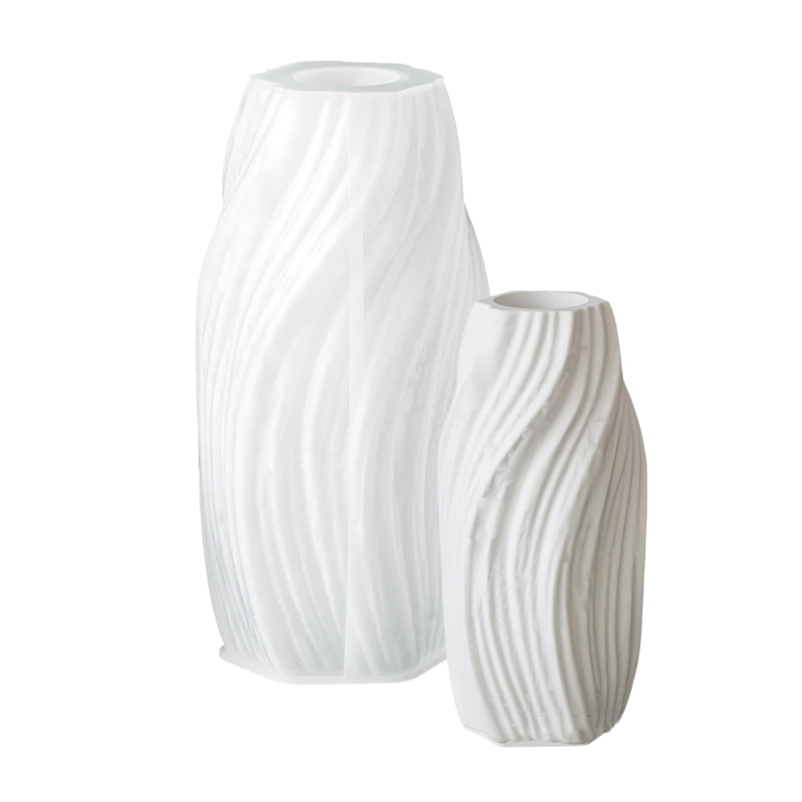 NEWFT Flexible Silicone Vase Mold With Wavy Pattern For Handmade Resin Crafts And Concrete Home Decors Projects