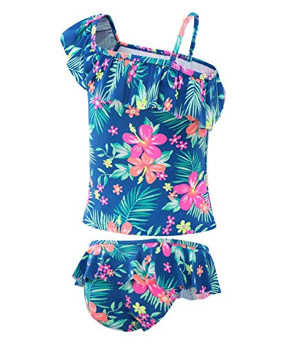 Image of Girls Two Piece Swimsuits Hawaiian Ruffle Tankini Swimwear Bathing Suit Set