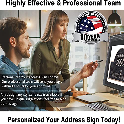 Large Address Plaque - House Number Sign - Persoanlized House Sign Address Plate For Outdoor Family Home,Garden,Apartment,Street,Garage,Drive Way Any Front & Style 15" X 7.8''(Rose Gold) #TOP2