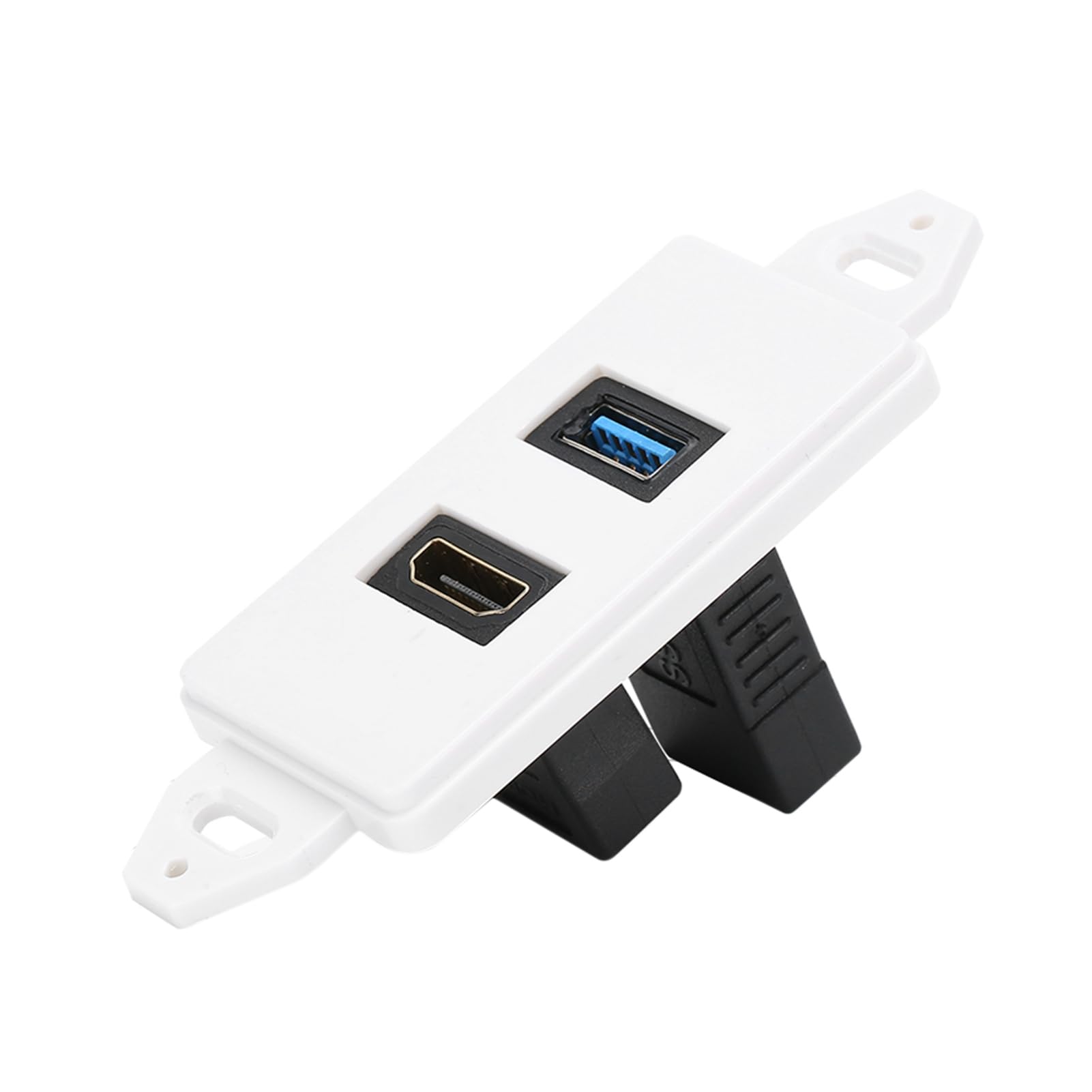 Haofy 2 porty HDMI, USB 3.0, gniazdo ścienne, płyta USB, ładowarka elektryczna, złącze kompozytowe audio, złącze wideo, złącze płyty ściennej, 2 w 1, wyjście, przedłużacz, biały