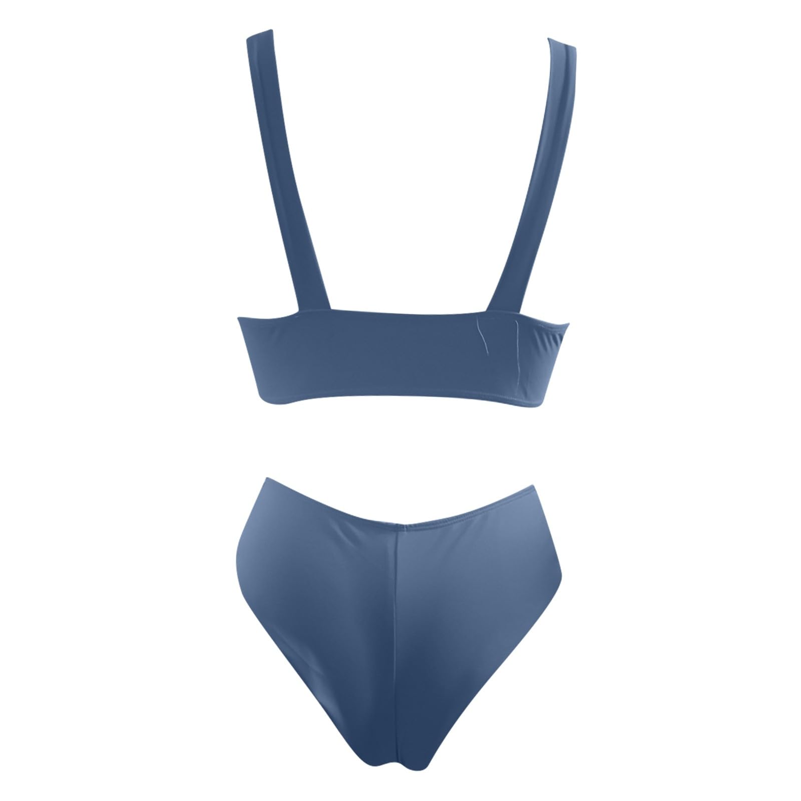 Bikini da Donna, Tinta Unita, Scollo a V, Nodo Frontale, Push-up, Gamba Alta, Perizoma, Costume da Bagno a Due Pezzi