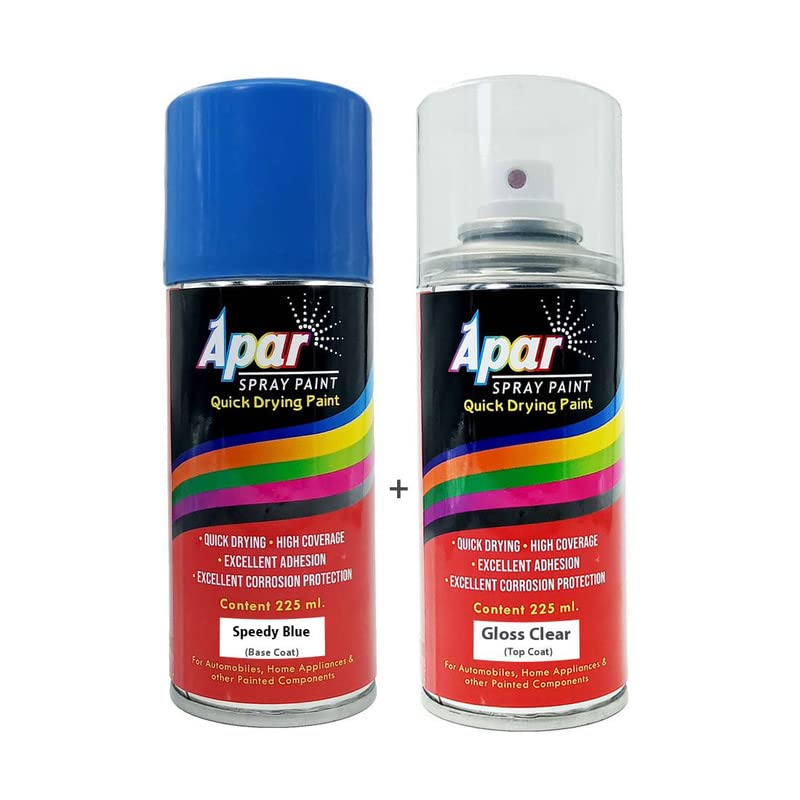 APAR Automotive Spray Paint Speedy Blue (RC Colour Name) + GC Compatible for Maruti Celerio,XL6-225 ml (Pack of 2-Pcs)