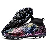 RieatDay Soccer Cleats Mens Womens High-top Football Cleats Youth Lightweight Training Soccer Shoes Adult Outdoor Tacos de Futbol para Hombre, Black, 9.5 Men