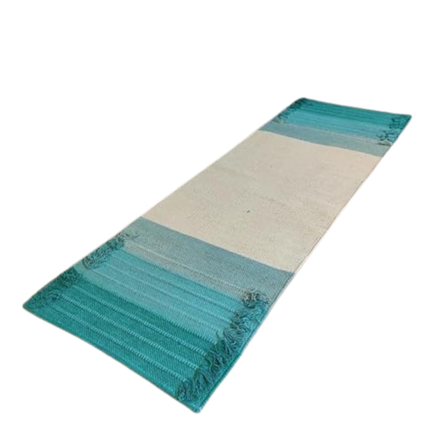 Tapete de yoga de algodón 100% orgánico antideslizante – Alfombra ecológica tejida a mano – Antideslizante y gruesa para el ejercicio diario en casa – Cómoda extra larga – 24 x 72 8