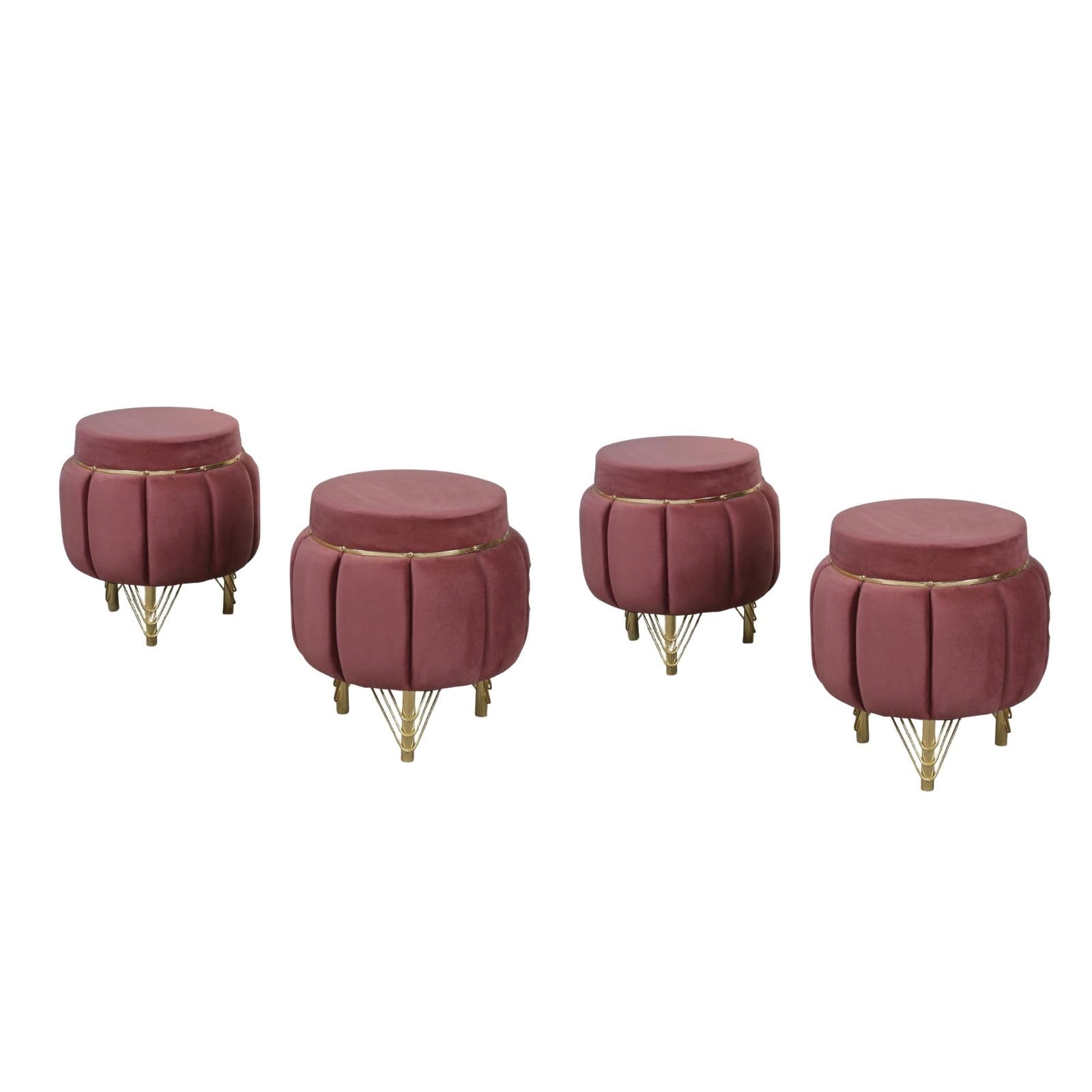 Interiors Spot Ottoman Pouffes Sitting Mudda Puffy Wooden Leg Stool for Living Room Dressing Table Pouf Round Footstool for Home and Office Decor, Holland Velvet, 16x16x18 Inch, Combo Pack of 2-image-34