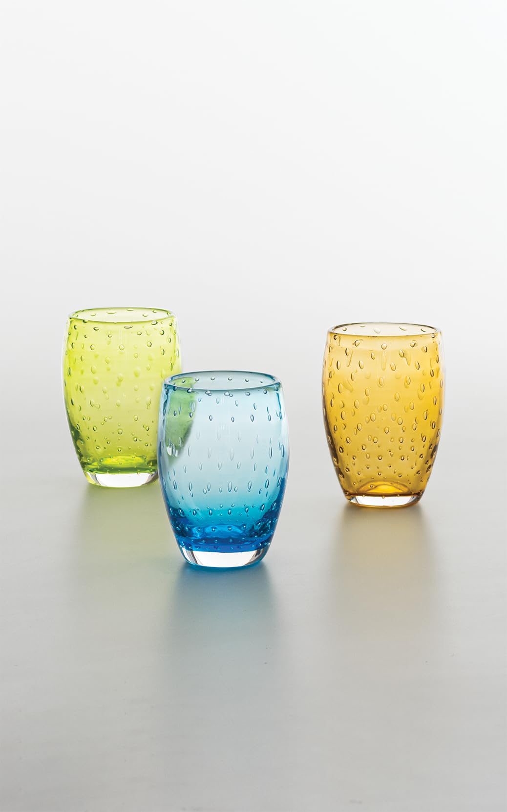 Zafferano Bolicante nach alter Tradition handgefertigtes Glas imit Luftblasen Optik, Set mit 6 Stück (Aquamarin)