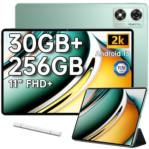 OUKITEL OT8 Tablet 11 Pulgadas - 2024 Tablet Android 13, 30GB+256GB(1TB TF), 1920 * 1200 Tablet con Funda, 4-Altavoces, Tablet PC 8800mAh, Tablet Gaming Dual 4G LTE/5G WiFi/GPS/Widevine L1, Verde
