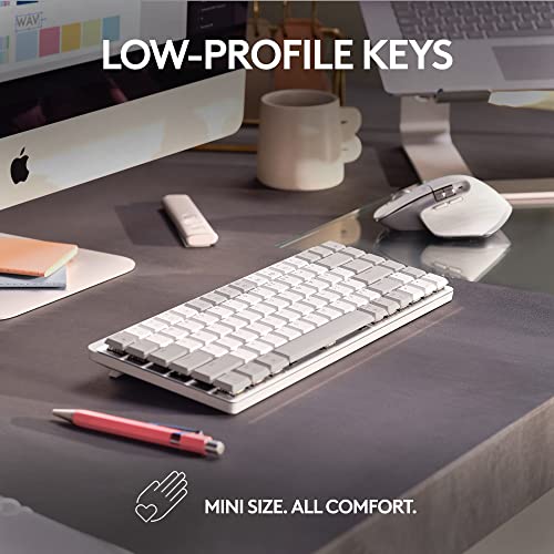 Image of (Refurbished) Logitech MX Mechanical Mini for Mac Wireless Illuminated Keyboard, Low-Profile Performance Switches, Tactile Quiet Keys, Backlit, Bluetooth, USB-C, Apple, iPad - Pale Grey