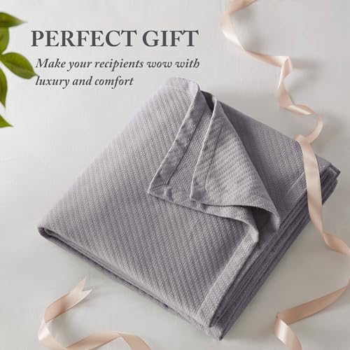 Image of Madison Park Liquid Cotton Luxury Blanket Premium Soft Cozy 100% Ring Spun Cotton For Bed , Couch or Sofa, Full /Queen, Gray