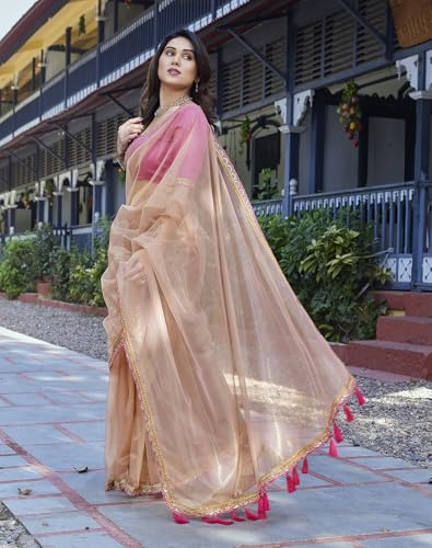 Image of Yashika Women's New Bollywood Soft Tissue Silk Saree With Blouse Material |saree for Women | New Sari | Saree