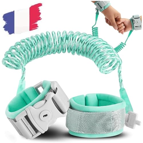 Guinzaglio per bambini – Braccialetto per bambini di sicurezza verde smeraldo, anti perso polso di 2 m, imbracatura di sicurezza (verde)