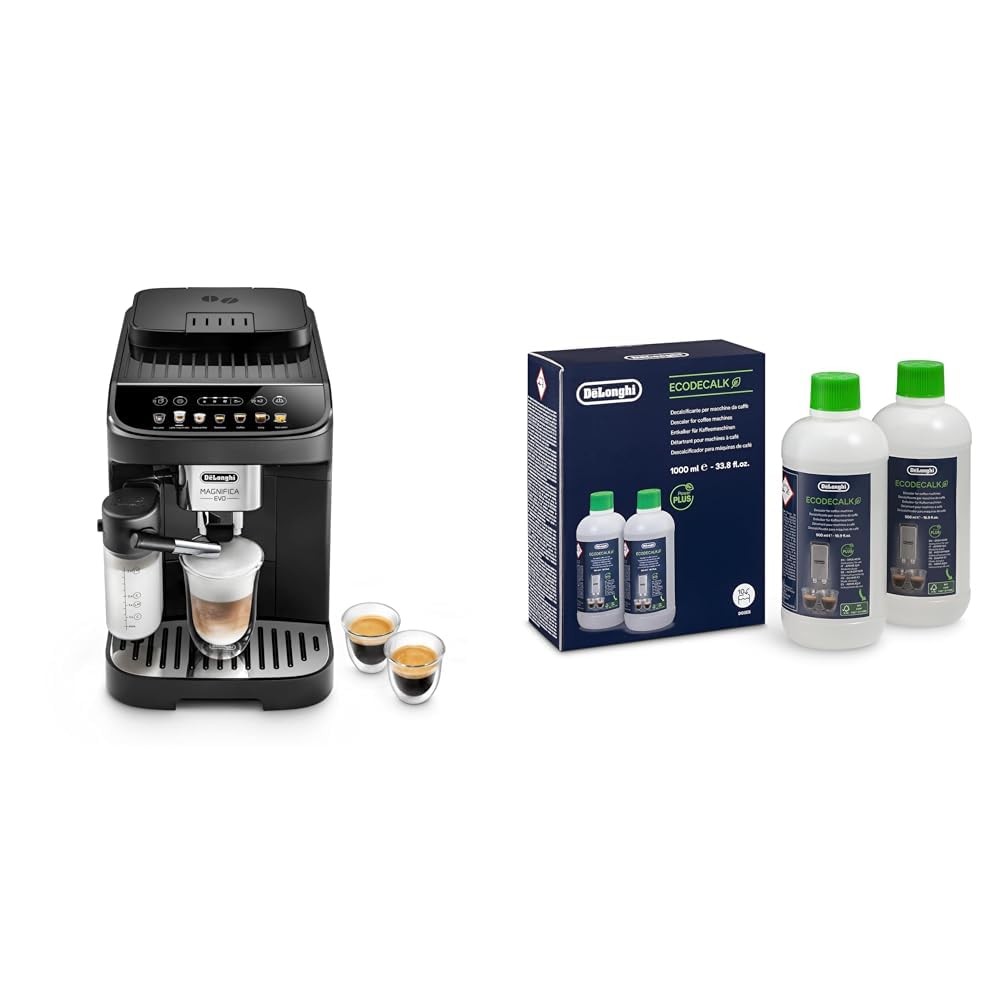 De'Longhi Cafetera totalmente automática Magnifica Evo ECAM 292.81.B con sistema de leche LatteCrema, 7 botones de selección directa Original EcoDecalk DLSC502 - descalcificador