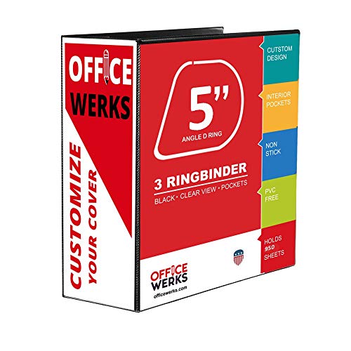 Image of 3 Ring Binder, Professional D Ring Binder 5 Inch, Presentation Folder for Standard Pages 8.5 x 11 with Pockets, Durable and Strong Black Binder (4 Pack)