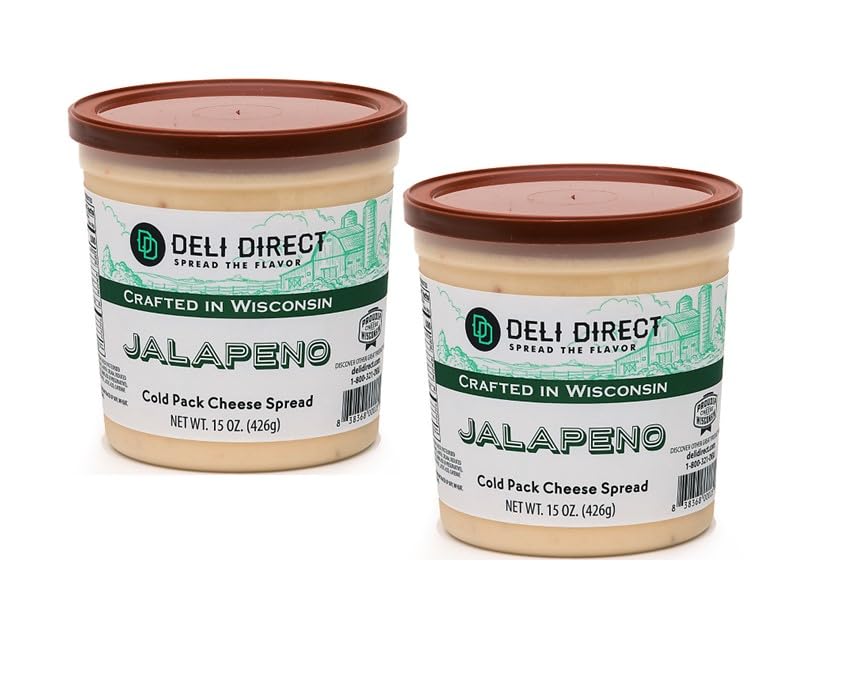 Deli Direct Queso frío para untar de 15 onzas, paquete de 2 (padre) (paquete de 2, jalapeno)
