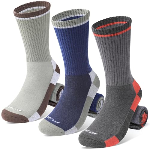 Wool Hiking Socks for Men - Women Lightweight Crew Merino Wool Socks with Cushion for Camping Hunting Work,4 pack