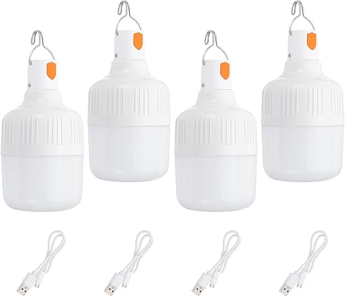 Miniatura 9 de PATIKIL Linterna de campamento, paquete de 2 bombillas LED recargables para tienda de campaña, bombilla portátil para colgar, 3 modos de iluminación