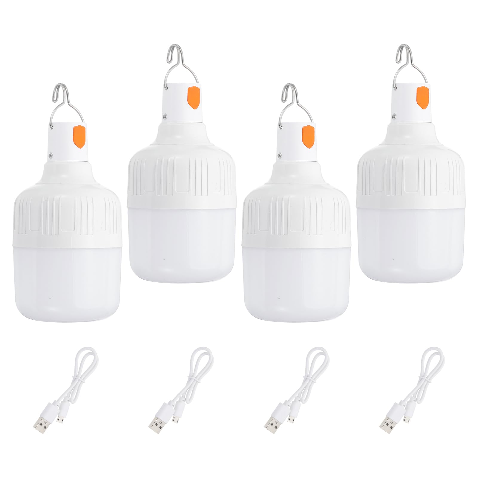 PATIKIL Camping Lantern, 4 Pack Rechargeable LED Tent Lamp Lights Bulb Portable Hanging 3 Lighting Modes 90W with Clip Hook for Camping, Hiking, Fishing, White