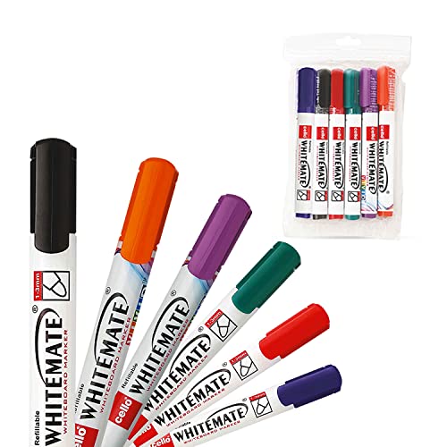 Image of Cello Whitemate Vivid Whiteboard Markers | Set of 6 Whitemate Whiteboard Marker Set - Pack of 4 (Multicolour)