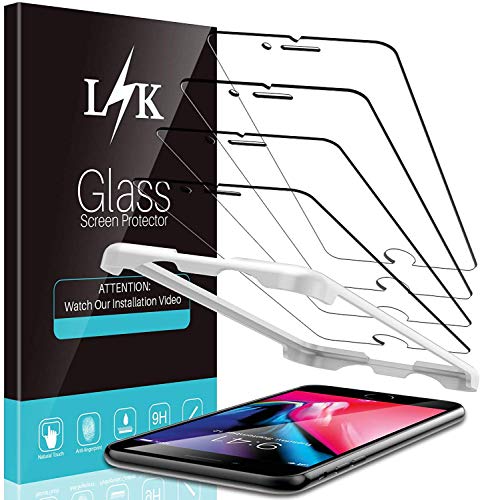 3 Pack LϟK Screen Protector Compatible for iPhone SE 2020, Tempered Glass Case Friendly, Installation Tray - Gray