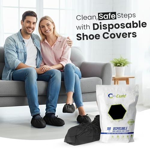 Image of Disposable Shoe Covers | Non-Woven Breathable Anti-Slip Foot Covers with Elastic | Not Waterproof | Indoor Hygiene for Hospital, Clinic, Home Cleaning & Visitors Use | Free Size