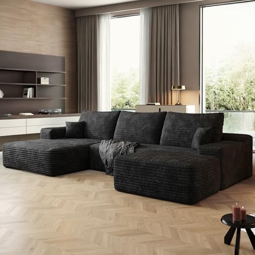 Image of 96 inch Sectional Couches for Living Room Cloud Couch Sofa with L-Shape Upholstered Boneless Couchs Modern Modular Sectional Couch with Chaise