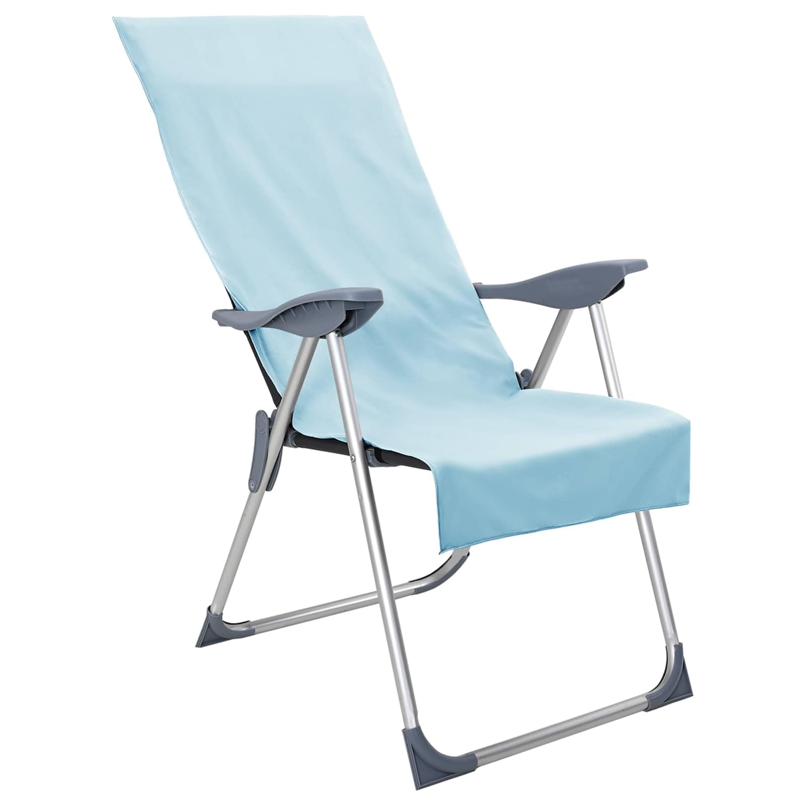 Außenstuhl Handtücher 2 pcs Blau 130 x 60 cm Polyester Polyamid schnelltrocknend saugstark mit rutschfestem Taschen-Design für Garten Terrasse Outdoor Komfort