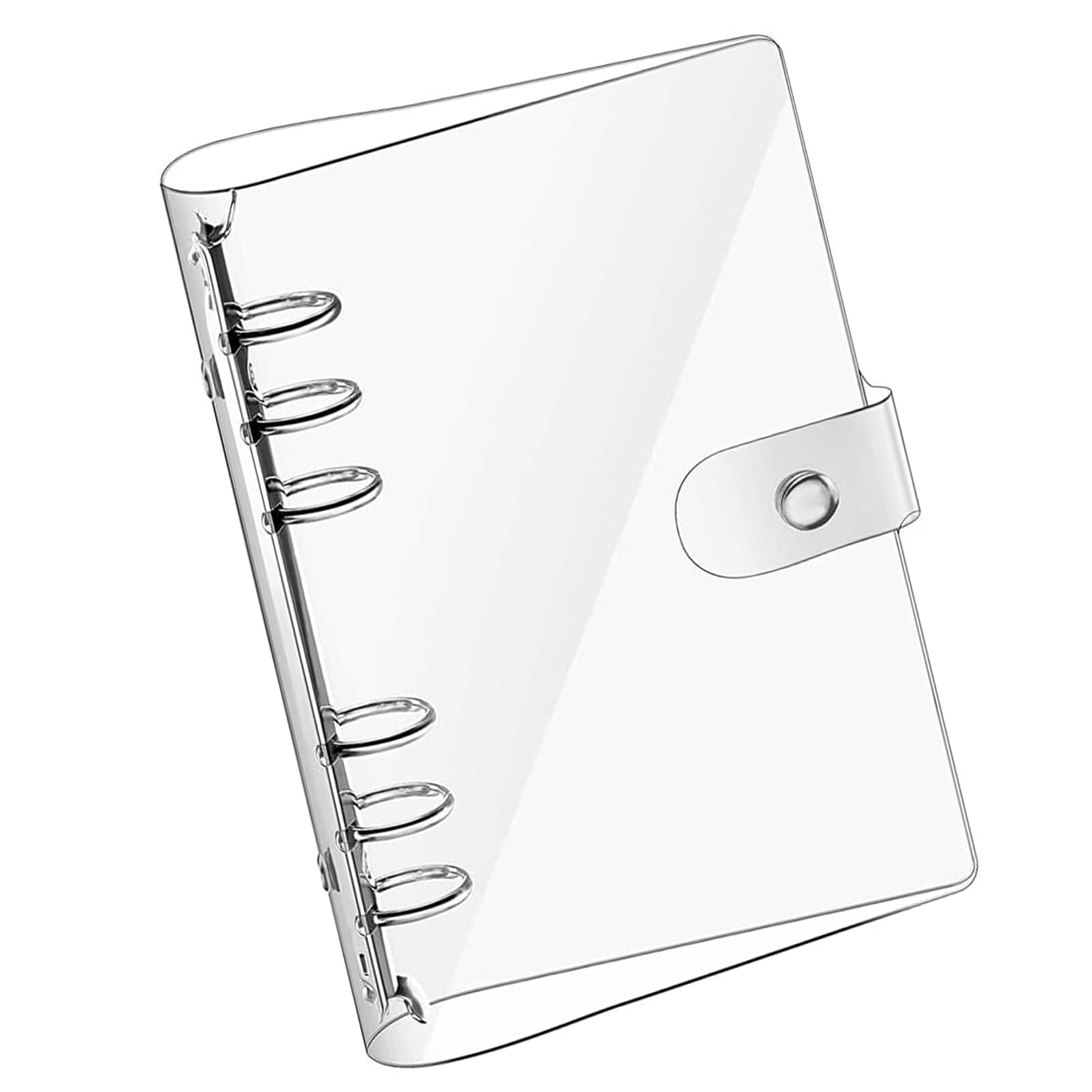 Funngy A5 Soft PVC Notebook Binder,Clear Soft PVC 6 Hole Ring Binder with Snap Button Waterproof Loose Leaf Notebook Folder for Diary Office Home School