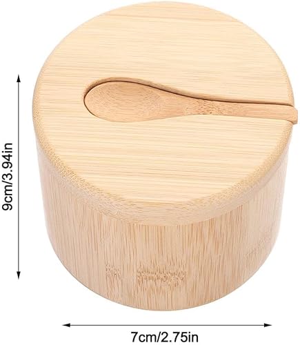 Miniatura 7 de Bamboo Big Dipper - Bodega de sal grande con cuchara y tapa giratoria magnética, caja de almacenamiento de 10 onzas