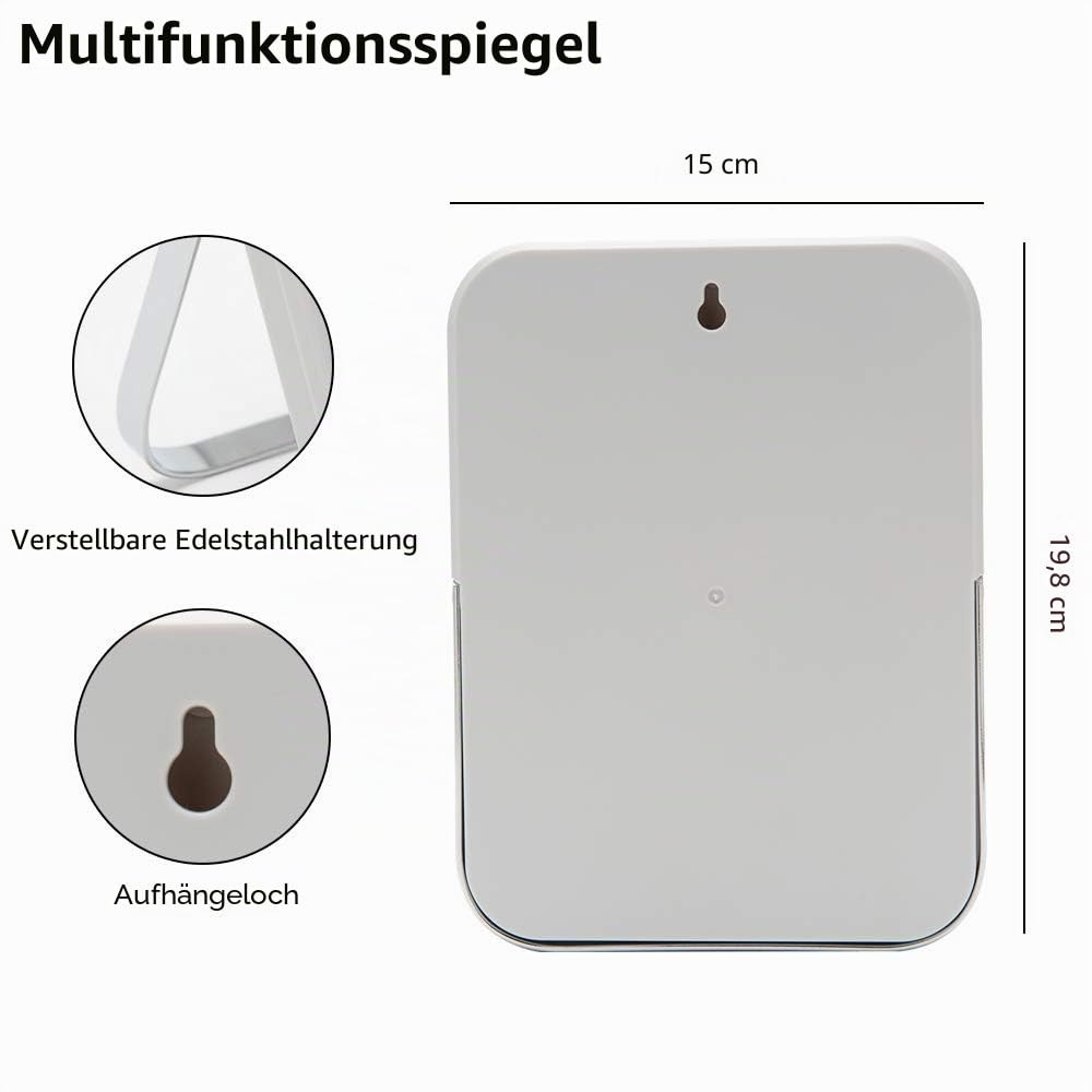 YEAKE Tisch-/Schreibtisch-Make-up-Spiegel, 20,3 cm, tragbarer Klappspiegel mit Metallständer, um 90 ° verstellbar, Tavel-Make-up-Spiegel, hängend, Badezimmer für Dusche, Rasur (grau)