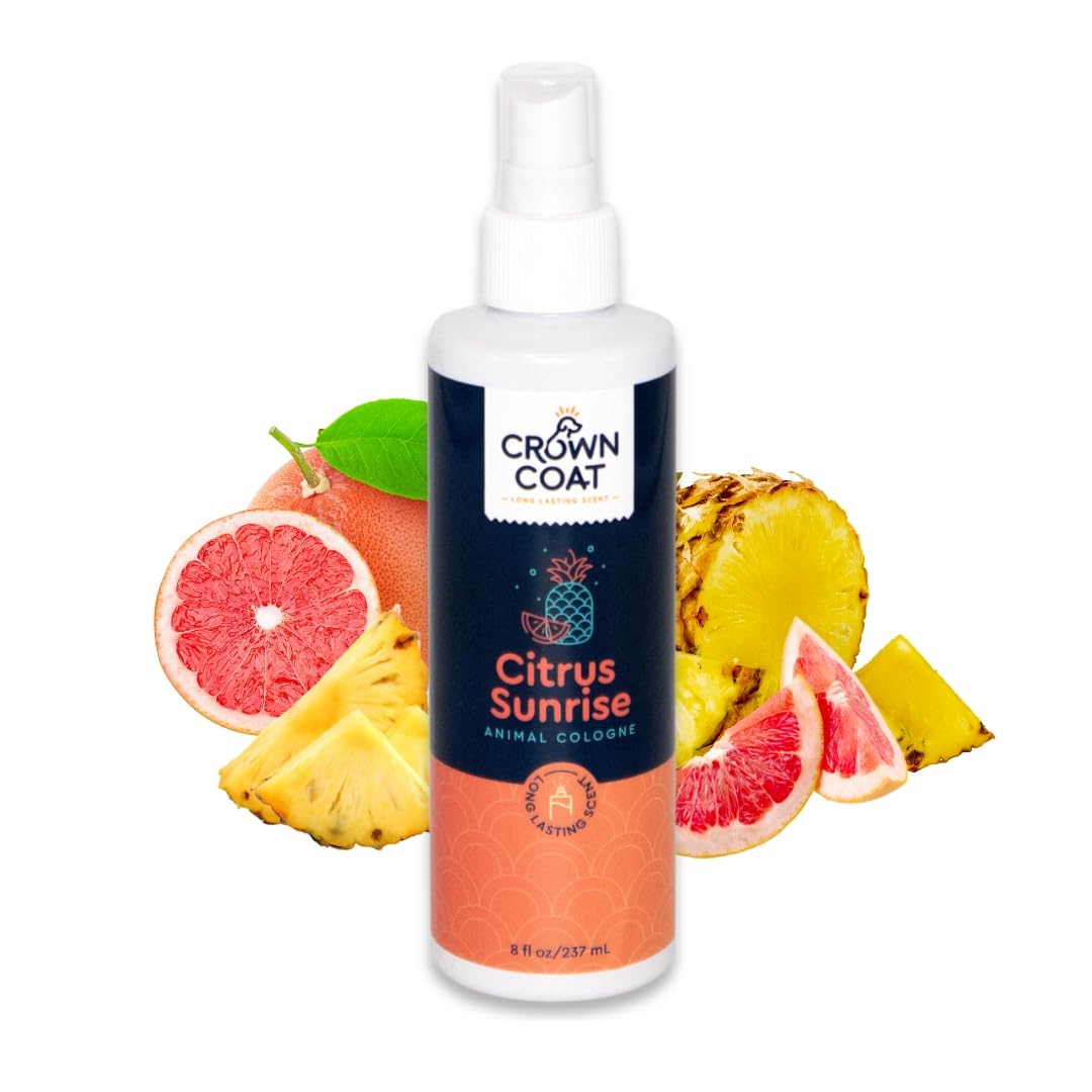 Crown Coat Citrus Sunrise Long Lasting Pet Cologne, 8 oz - Professional Grooming Grade, Natural Perfume Deodorant, New Long Last Fragrance Formula for