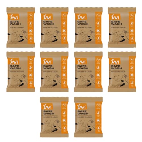 Image of JAVI Safe Wash | Powder to Liquid Hand Wash | Non-Toxic, Child Safe, Eco-Friendly, Plant-Based | Germ-Free Clean, Plastic-Free, Natural Scent Handwash | 10 Sachet = 5 Ltr