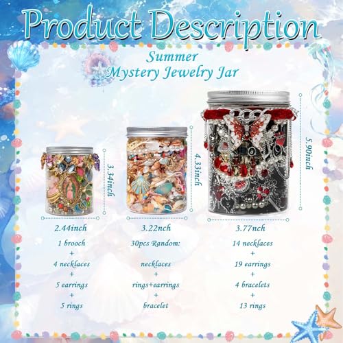 Image of SMUOBT Mystery Jewelry Jar Bundle - Surprise Vintage Jewelry Box for Women,Gift Jewelry Set (Necklace, Earrings, Rings,Kracelet,Keychain) - Unique Birthday Gift for Women