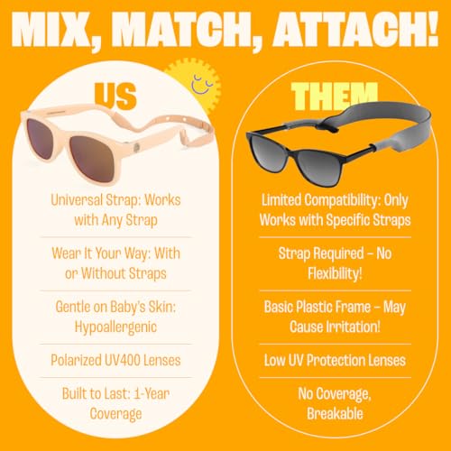 Polarized Baby Sunglasses With Strap - Unbreakable Flexible Infant Sunglasses For Toddlers Newborns 0-24 Months3