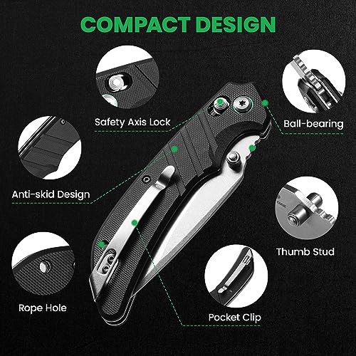 Mossy-Oak-Folding-Pocket-Knife-4-Stonewash-Blade-Tactical-Knife-G10-Handle-Small-EDC-Knives-with-Pocket-Clip-Axis-Lock-for-Camping-Survival-Hiking-Premium-Outdoor-Gifts-for-Men-Women