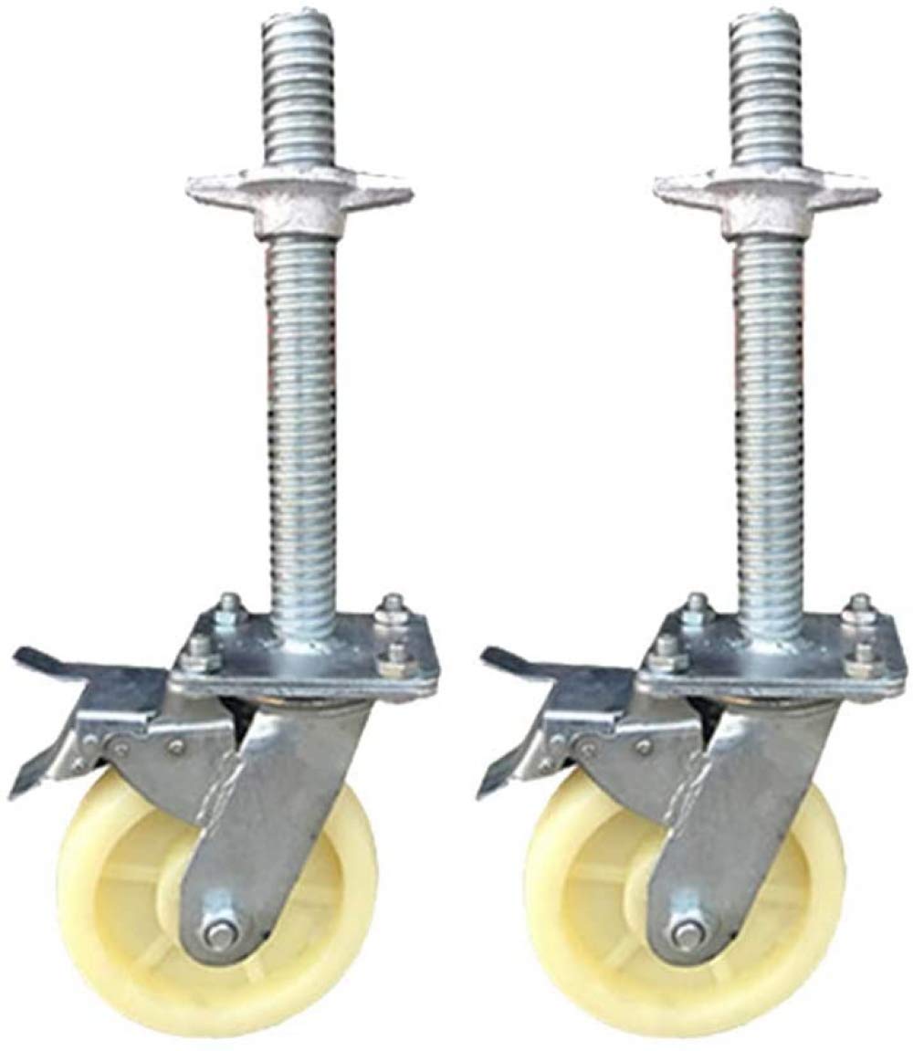 qiuqiu Swivel Casters with Brakes Movable Scaffolding Wheel Heavy Duty Rotary Load 400Kg-6Inch-Red/White, 150mm Diameter, 2pcs-White